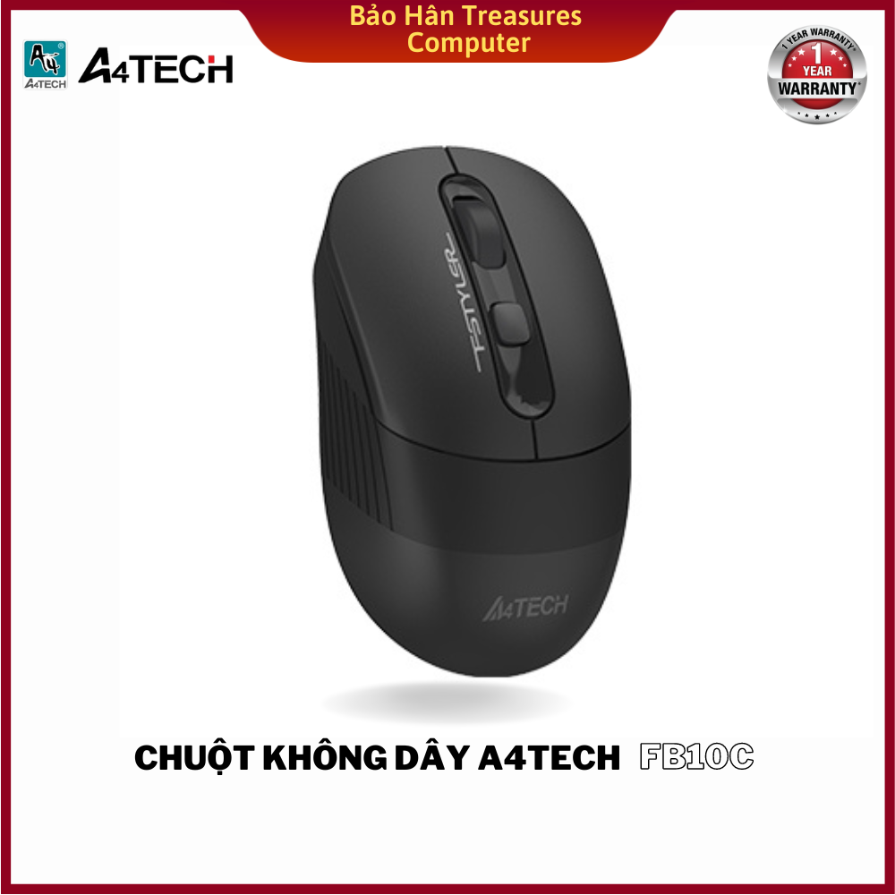 Chuột quang không dây A4TECH FB10C Bluetooth &amp; 2.4GHz thiết kế pin tích hợp (Pin có thể sạc lại) - Hàng Chính Hãng