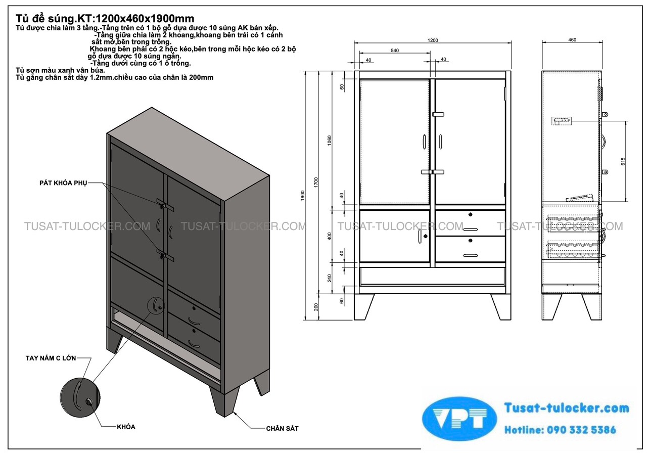 Tủ Để Súng VPT-01, Tủ Để Súng Chuyên Dụng, Tủ Để Súng AK