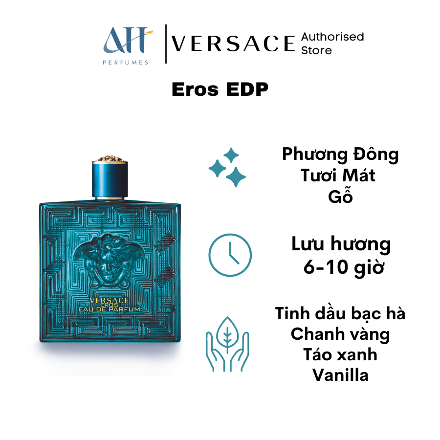 Nước hoa nam cao cấp VERSACE Eros EDP hương Thảo mộc Phương Đông tươi mát - Cam Chanh - Vanilla