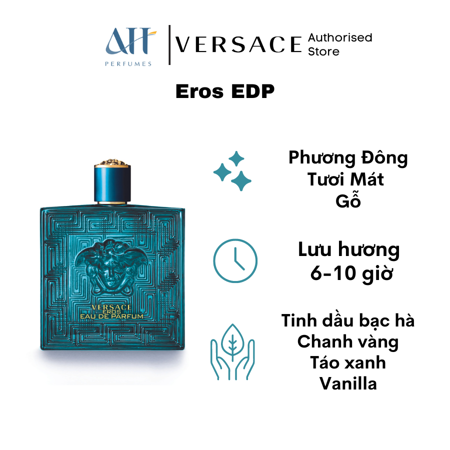 Nước hoa nam cao cấp VERSACE Eros EDP (50ml, 100ml) hương Thảo mộc Phương Đông tươi mát - Cam Chanh - Vanilla