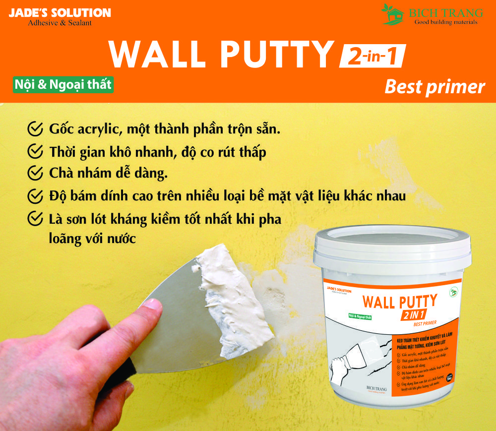 Keo Trám lỗ đinh ốc, tắc kê, khe hở nhỏ tại nhà - Wall Putty (0,5 kg)