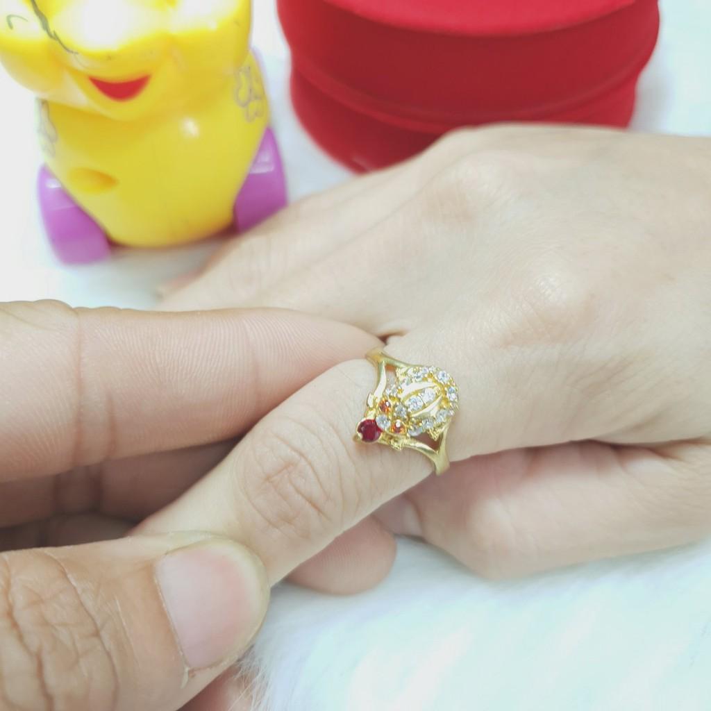 Nhẫn Cóc Nhỏ Vàng vonfram Cao Cấp-Dùng vĩnh viễn không phai màu