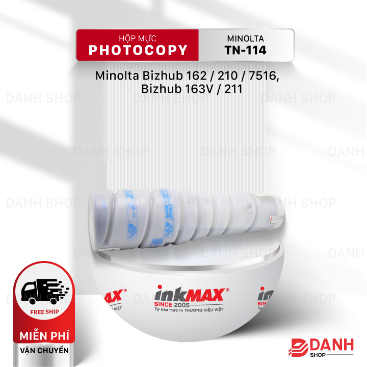 Hộp mực TN-114-inkMAX cho máy Photocopy Minolta Bizhub 162 / 210 / 7516,  Bizhub 163v / 211 - Hàng chính hãng