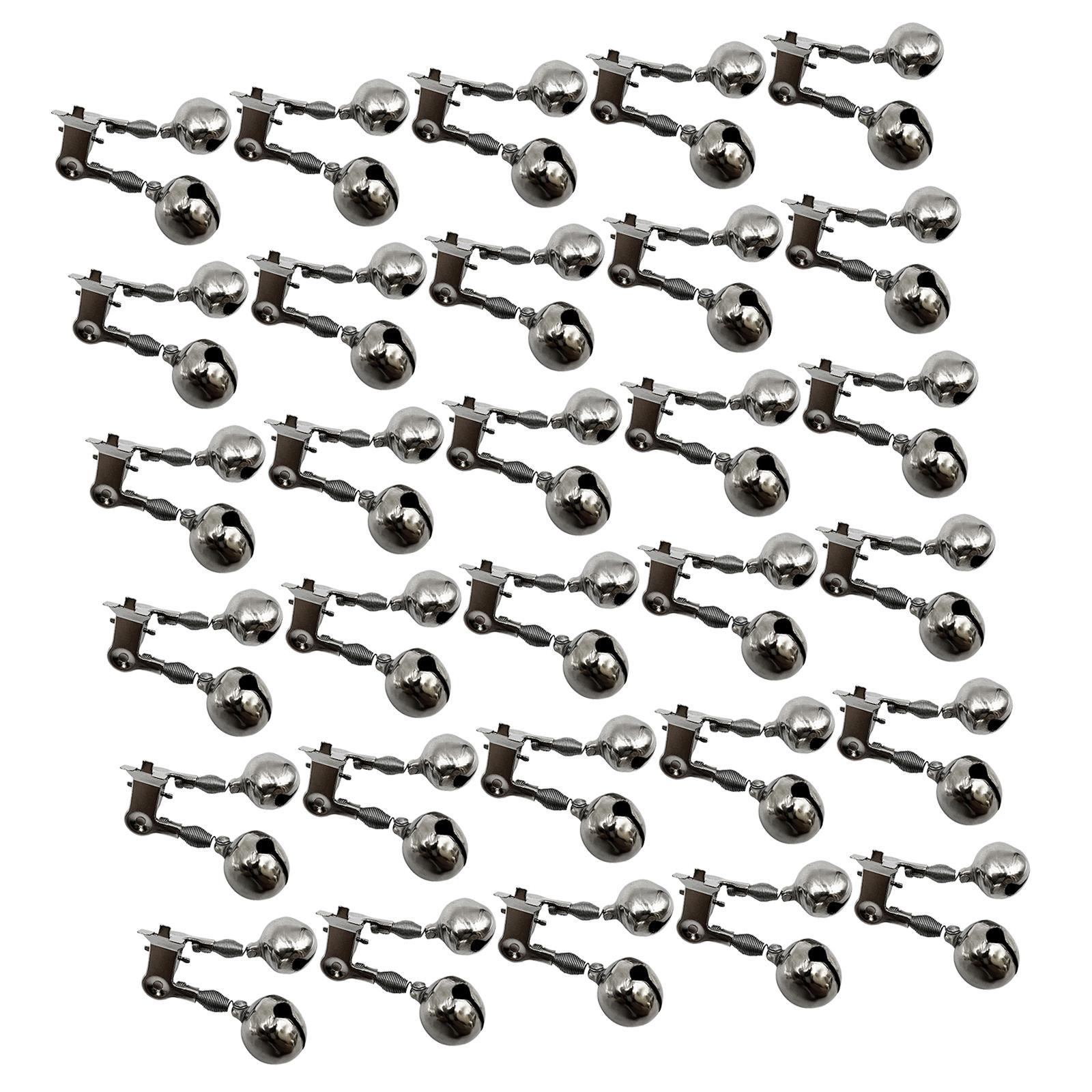 30x Fishing Rod Bell Dual Bells Iron Tackle Practical Indicator Loud Sound Fishing Rod Alarm Clip with Light Clip for Fishing Supplies