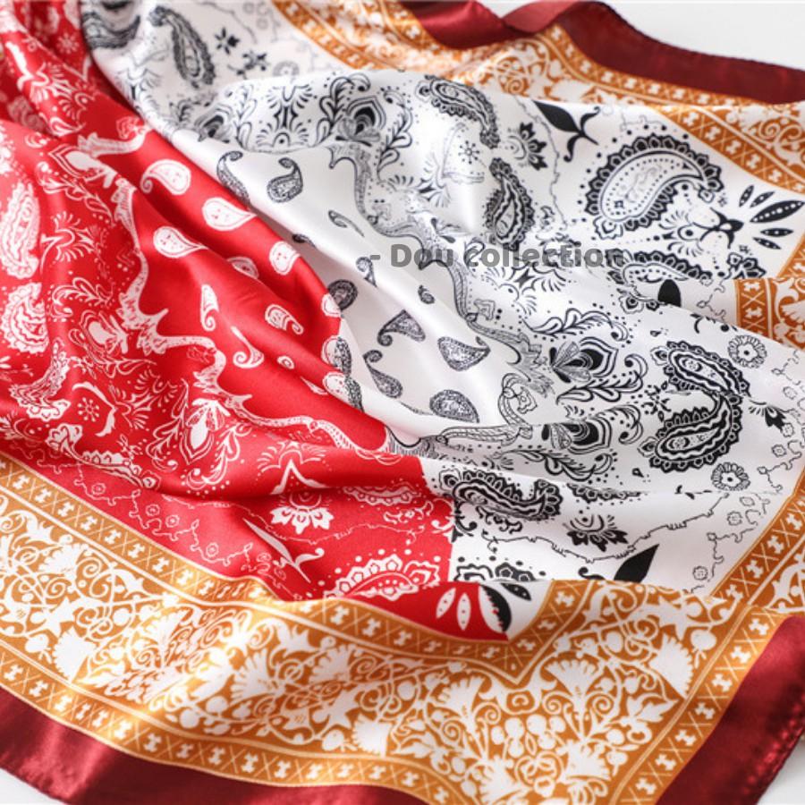 Khăn Turban Bandana  EXO Cao Cấp Họa Tiết Tế Bào Hai Màu Chất Lụa Satin - 60x60cm - Mã B009