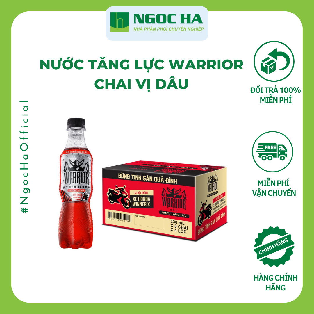 (Thùng) Nước Tăng Lực Warrior vị dâu chai 330ml