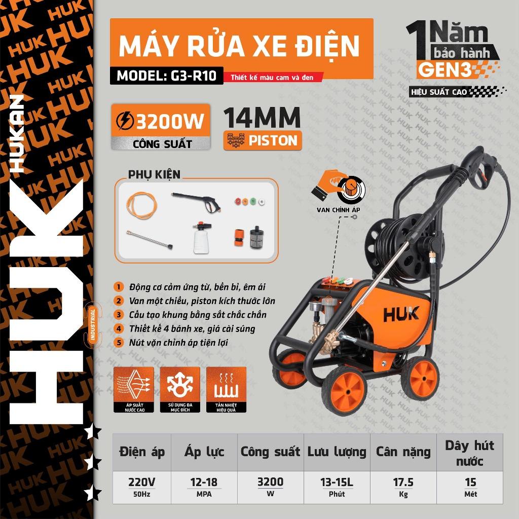 MÁY XỊT RỬA XE CÓ CHỈNH ÁP 3200W G3-R10 HUKAN -HÀNG CHÍNH HÃNG