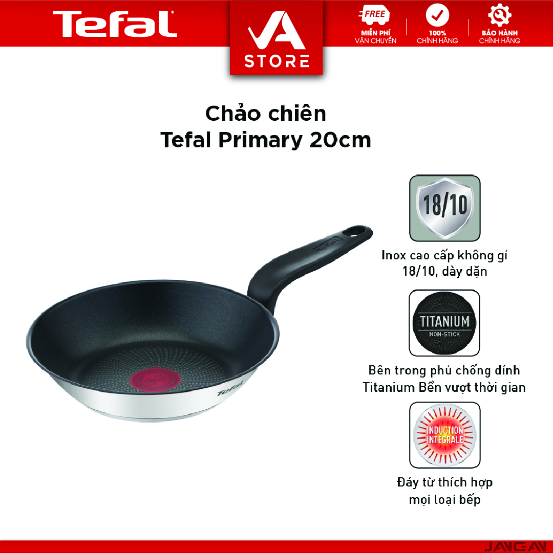 Chảo chiên chống dính Tefal Primary 20cm, 24cm, 26cm, 28cm - Hàng Chính Hãng