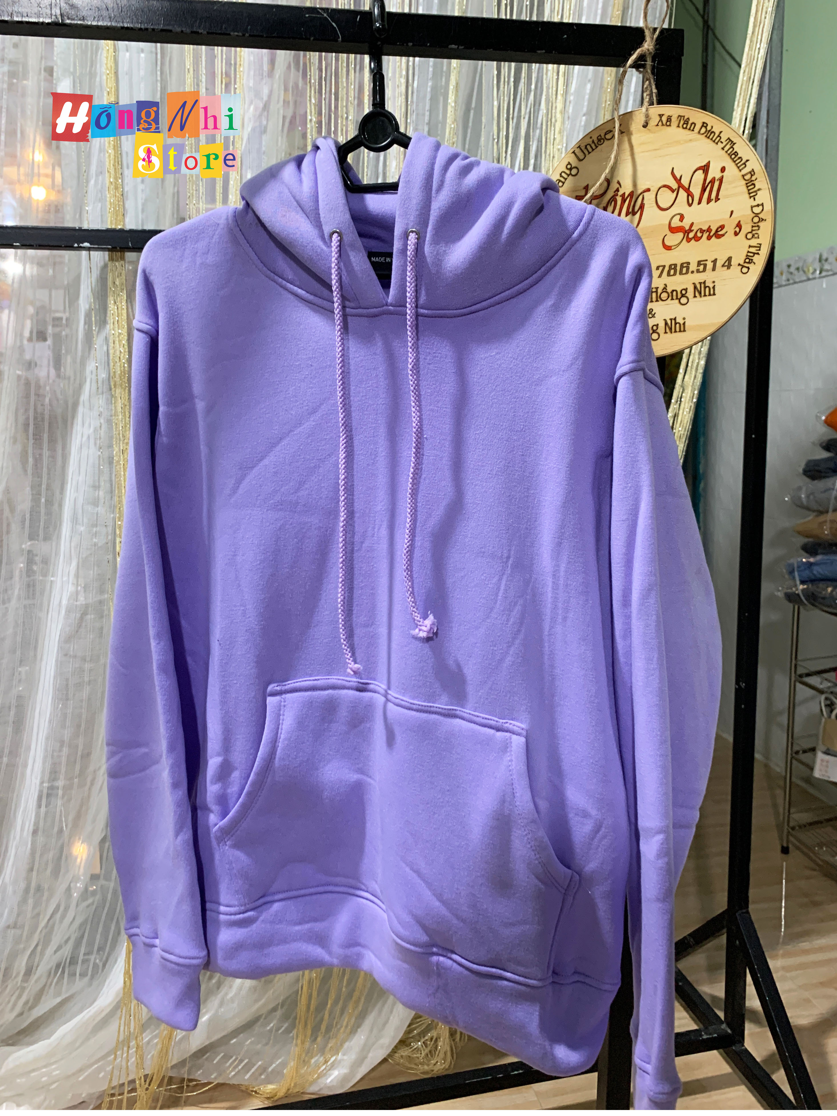 Áo Hoodie Trơn Màu Tím Nhạt Cao Cấp Dáng Rộng Unisex Nam Nữ Mặc Được - MM