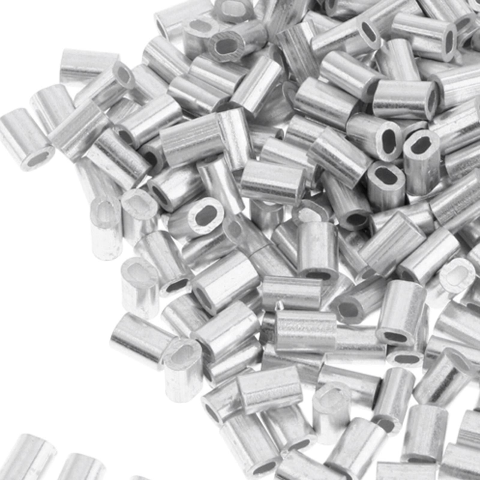 2-3pack 100Pack Aluminum Oval Barrel Crimp Sleeves 0.8mm/1mm/1.2mm/1.5mm/1.8mm