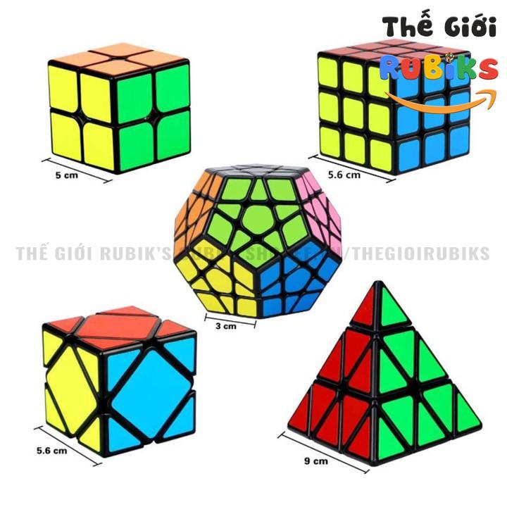 Hot Combo 5 Khối Rubik Sticker Viền Đen 2x2 3x3 Skewb Megaminxx Pyraminxx. Rubic 3x3 Hàng Đẹp Xoay Trơn