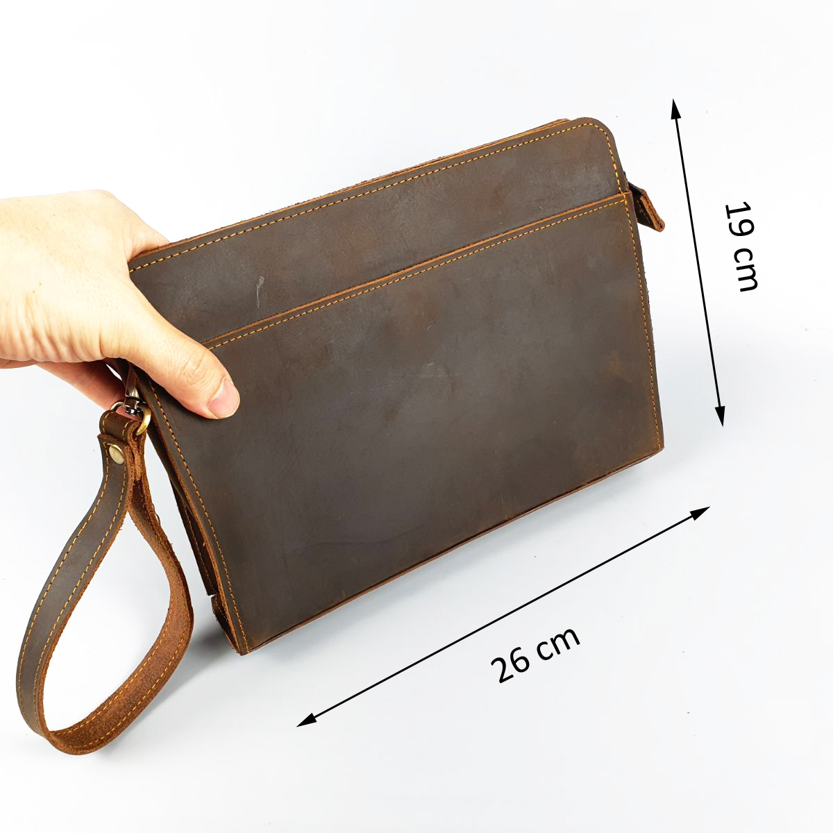 Clutch nam da bò thật; Túi cầm tay nam da sáp CL145LS - 100% da bò thật