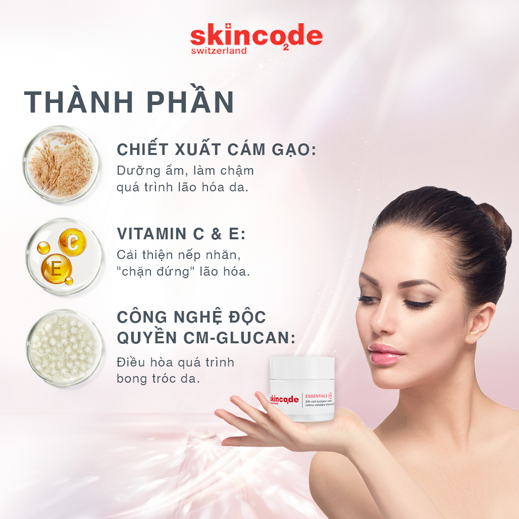 Kem phục hồi, dưỡng ẩm trẻ hóa da Skincode 24h Cell Energizer Cream 50ml - MS 1011