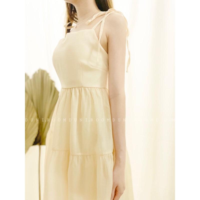 Doll dress - Đầm babydoll nude cột nơ vai