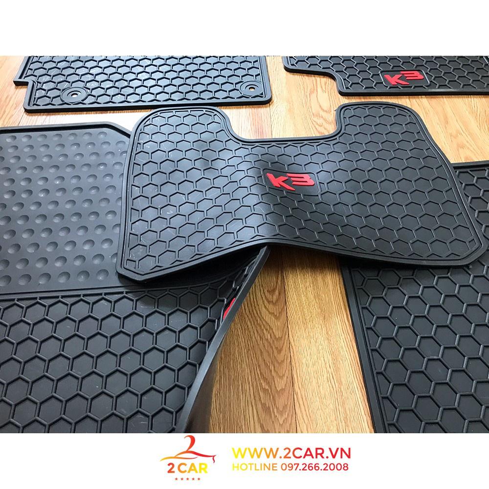 Thảm lót sàn cao su Kia K3 cao cấp tổ ong chữ đỏ
