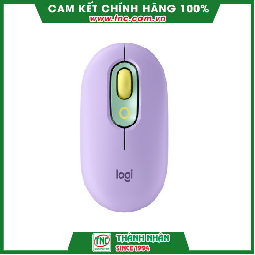 Chuột không dây Logitech Pop Mouse màu tím-Hàng chính hãng