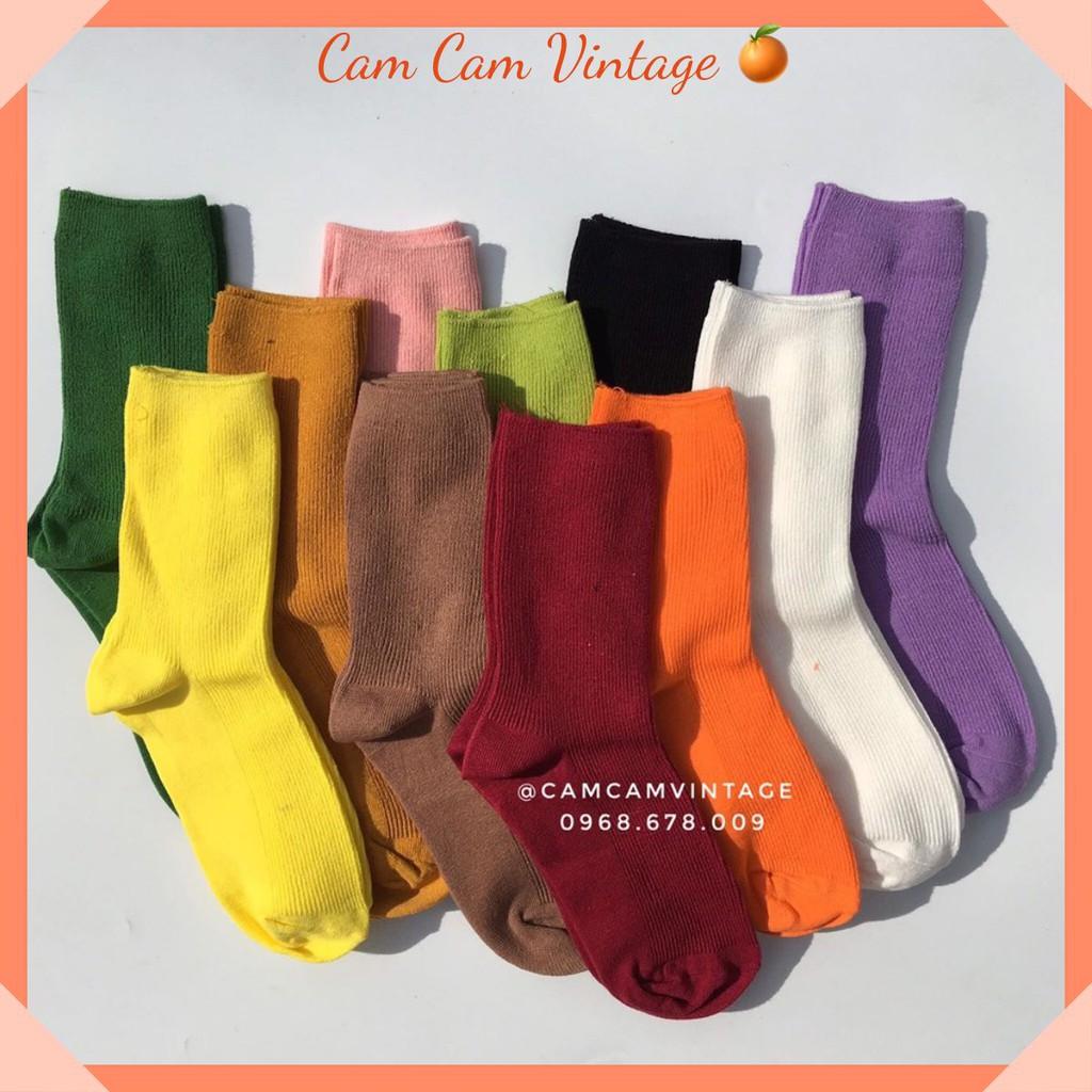 Tất CAO CỔ NỮ VỚ CAO CỔ NAM vớ Vintage cổ cao gân bé SIÊU MỀM MỊN - MÀU CỰC PHẨM. -Cam Cam Vintage