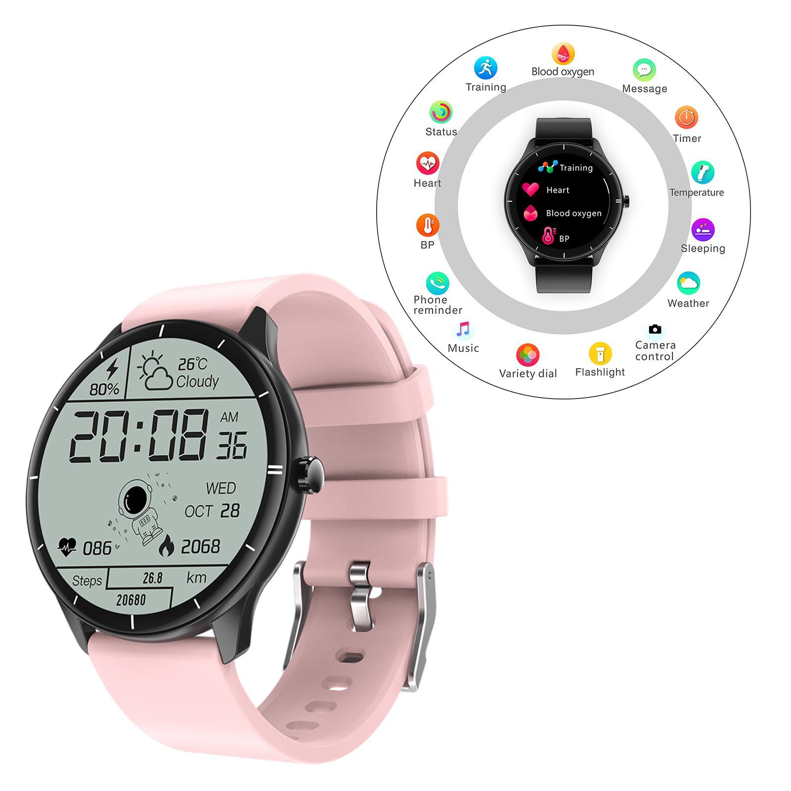 Sports Round Smartwatch 1.28 inch Bluetooth Call Body Temperature Pink