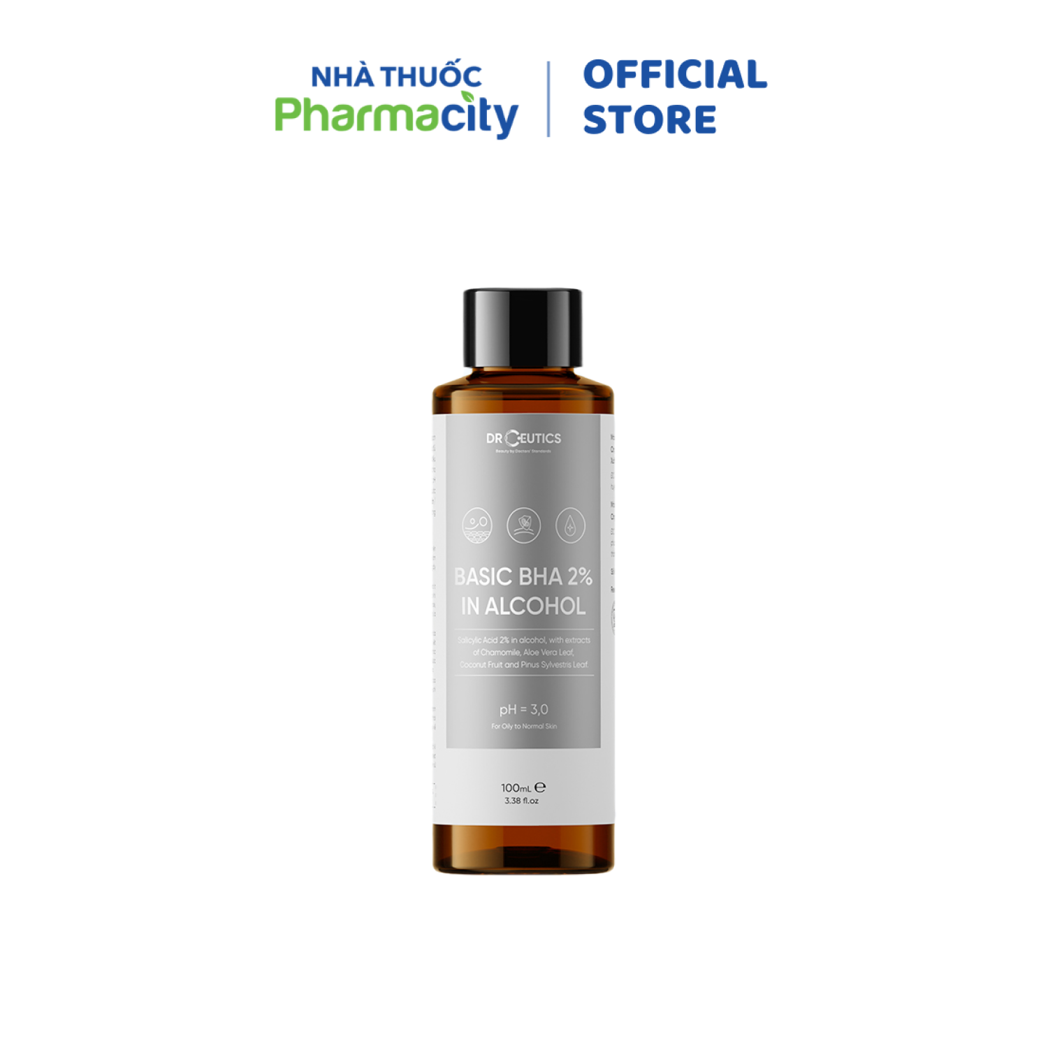 DrCeutics Dung Dịch Tẩy Da Chết Nền Cồn Basic BHA 2% In Alcohol 100ml/Chai
