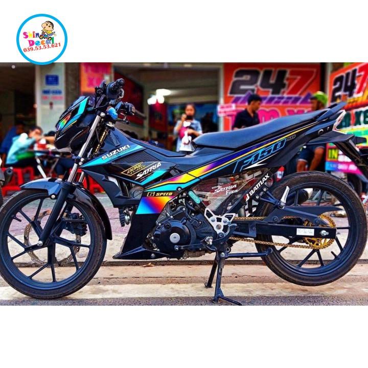 Tem xe satria fi dán xe đen