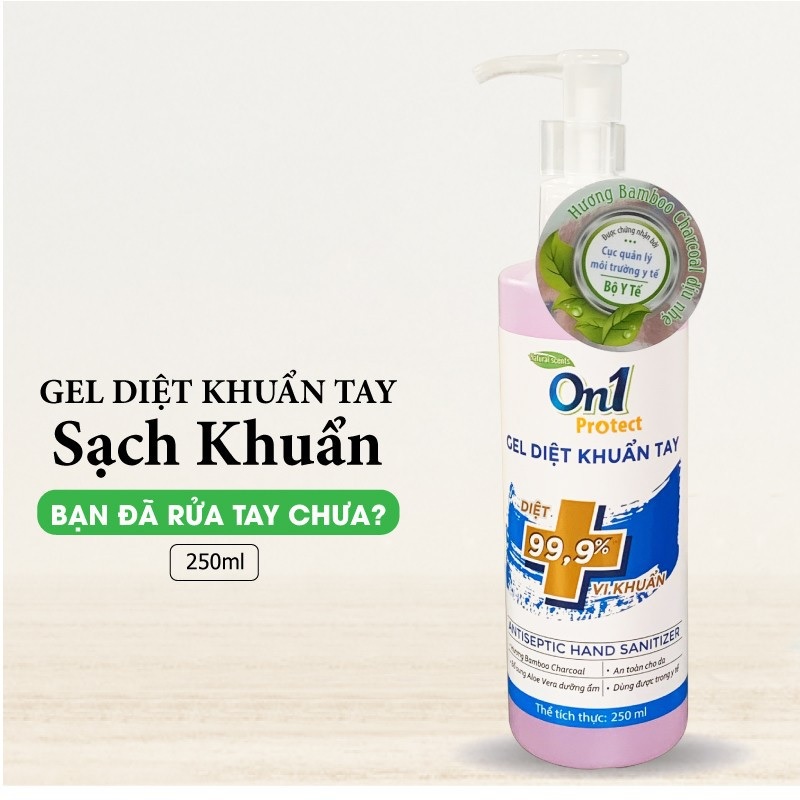 COMBO 3 Chai Gel Rửa Tay Khô Diệt Khuẩn On1 Protect Hương Bamboo Charcoal 250ml C0102 (Mẫu Mới 2021)