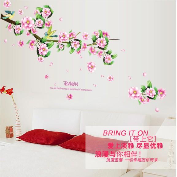 Decal trang trí Hoa Đào hồng xinh đẹp
