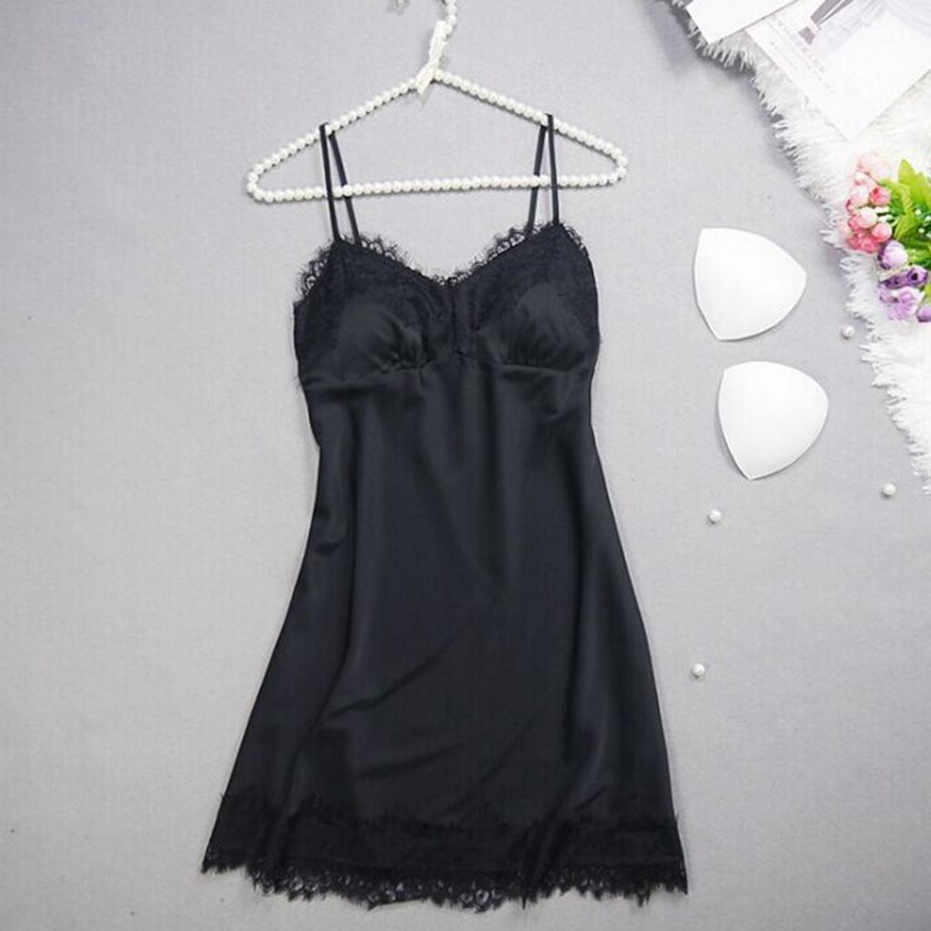 2pcs Sexy Night Dress Nightgown Sleepwear Pajama W/ Chest Pads For Women XL