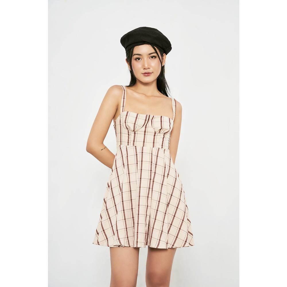 DOTTIE - Đầm caro cúp ngực nữ da D0416