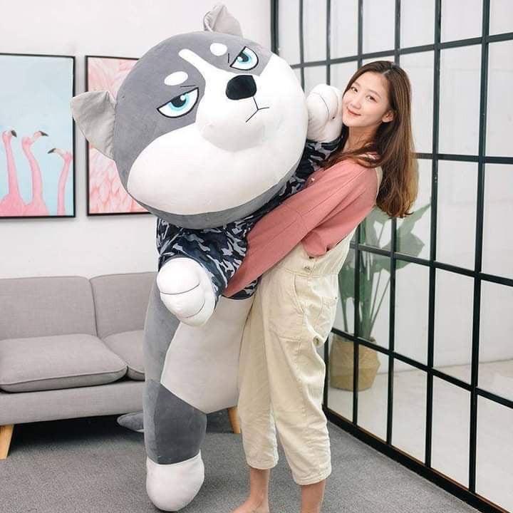 Chó Husky Nhồi Bông Mặt Ngáo Siêu Đẹp, Cute - Qùa tặng Gấu Bông Dễ Thương GB11 - 98manhquanks
