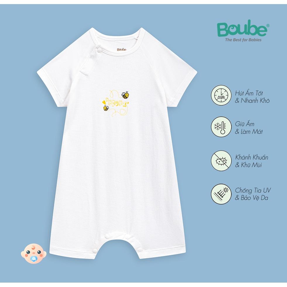 Bộ áo liền quần bodysuit cài chéo, màu đơn sắc BOUBE - Chất liệu Petit mềm mại thoáng mát - Size newborn sơ sinh 0-12M