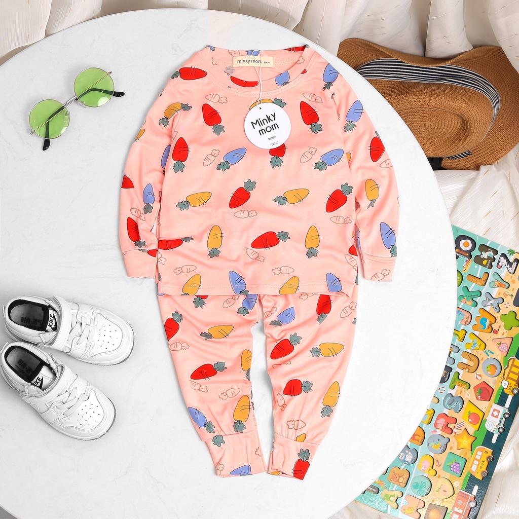 Bộ dài tay Minky Mom thun lạnh in hình cà rốt cho bé trai, bé gái từ 5-19kg