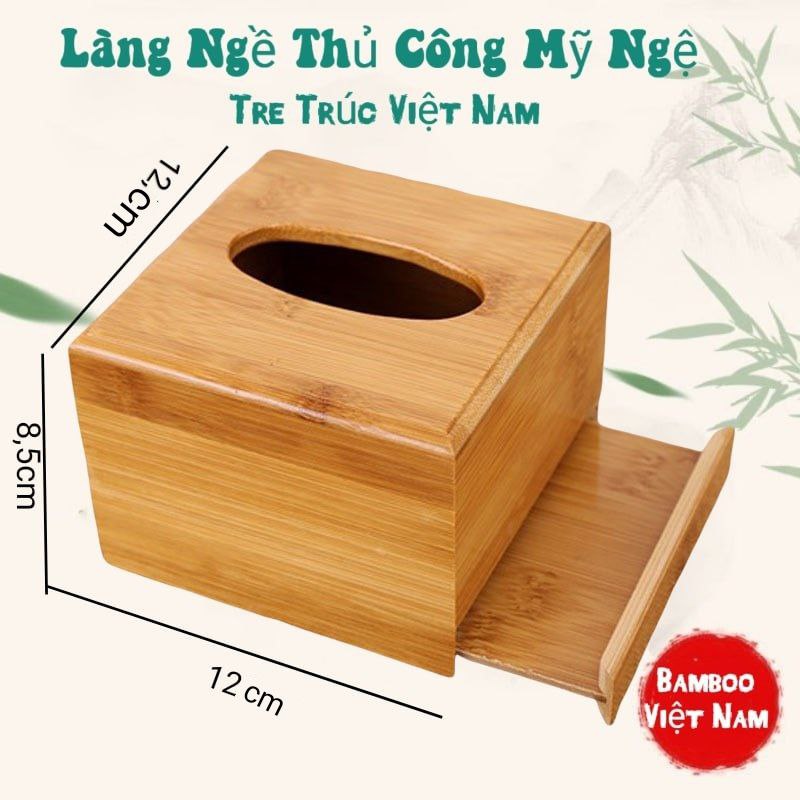 Hộp đựng giấy ăn bằng gỗ tre trúc tự nhiên cao cấp