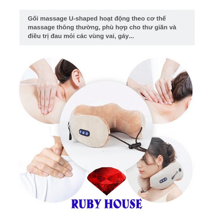 Gối massage cổ chữ U, gối massage cổ vai gáy cực hiệu quả-Ruby House