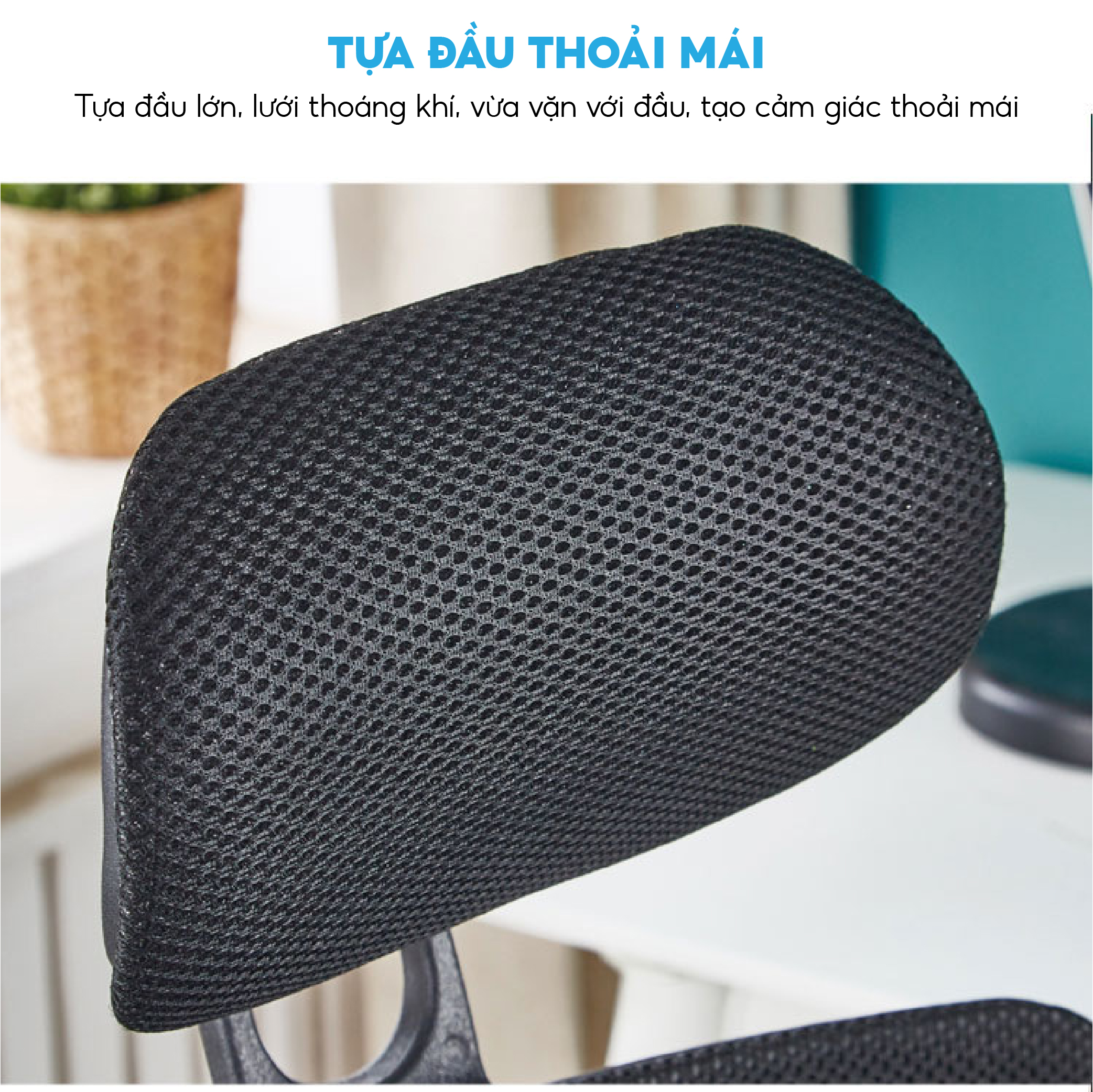 Ghế Xoay Văn Phòng Cao Cấp Takara Lưng Vải Lưới Thoáng Khí VPX-12, Có Tựa Đầu Nệm Lưng