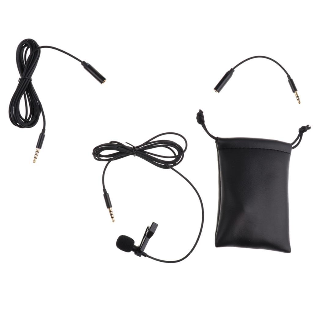 Black 3.5mm Lavalier Microphone with Microphone Adapter Cable for Smartphone