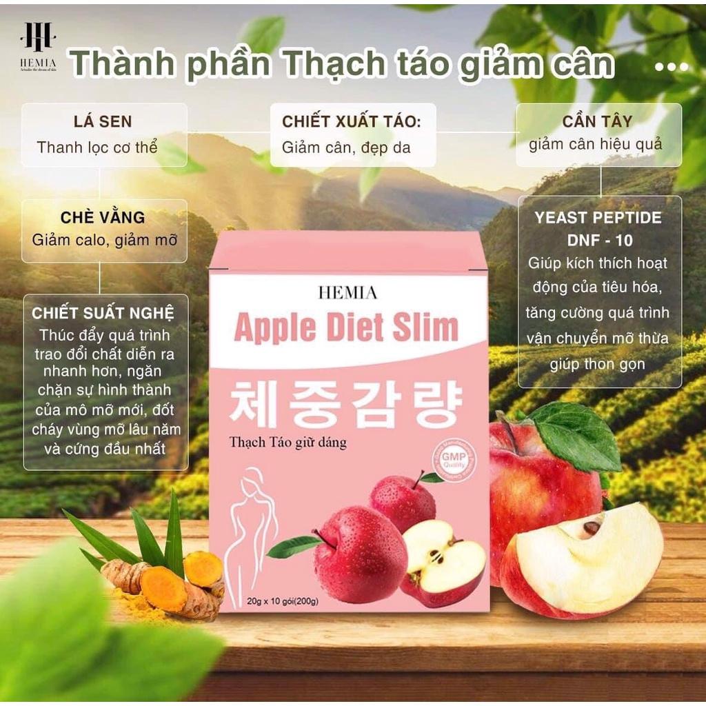 Thạch táo giảm cân Hemia, an toàn tại nhà, 1 hộp 10 cái, công nghệ chính hãng Hàn Quốc