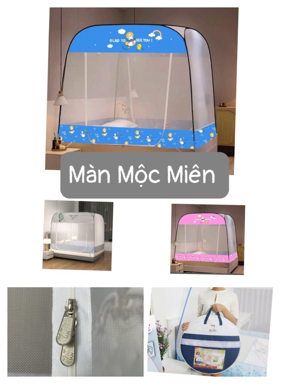 Màn Chụp Đỉnh Vuông Cao Cấp Mộc Miên - Kích thước 1,8mx2m