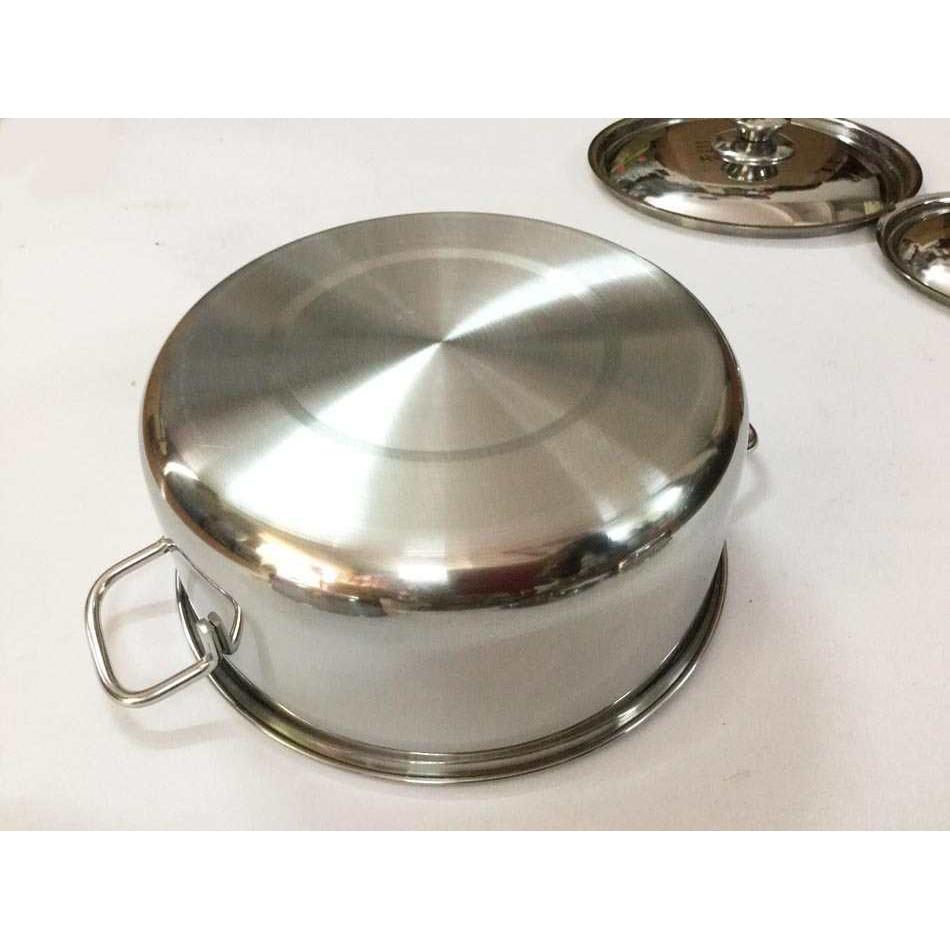 BỘ 3 NỒI 24cm 18cm 16cm NẮP INOX CAO CẤP DÙNG ĐƯỢC BẾP TỪ - BA NỒI BA NẮP INOX VIỆT NAM BẢO HÀNH 30 DAY