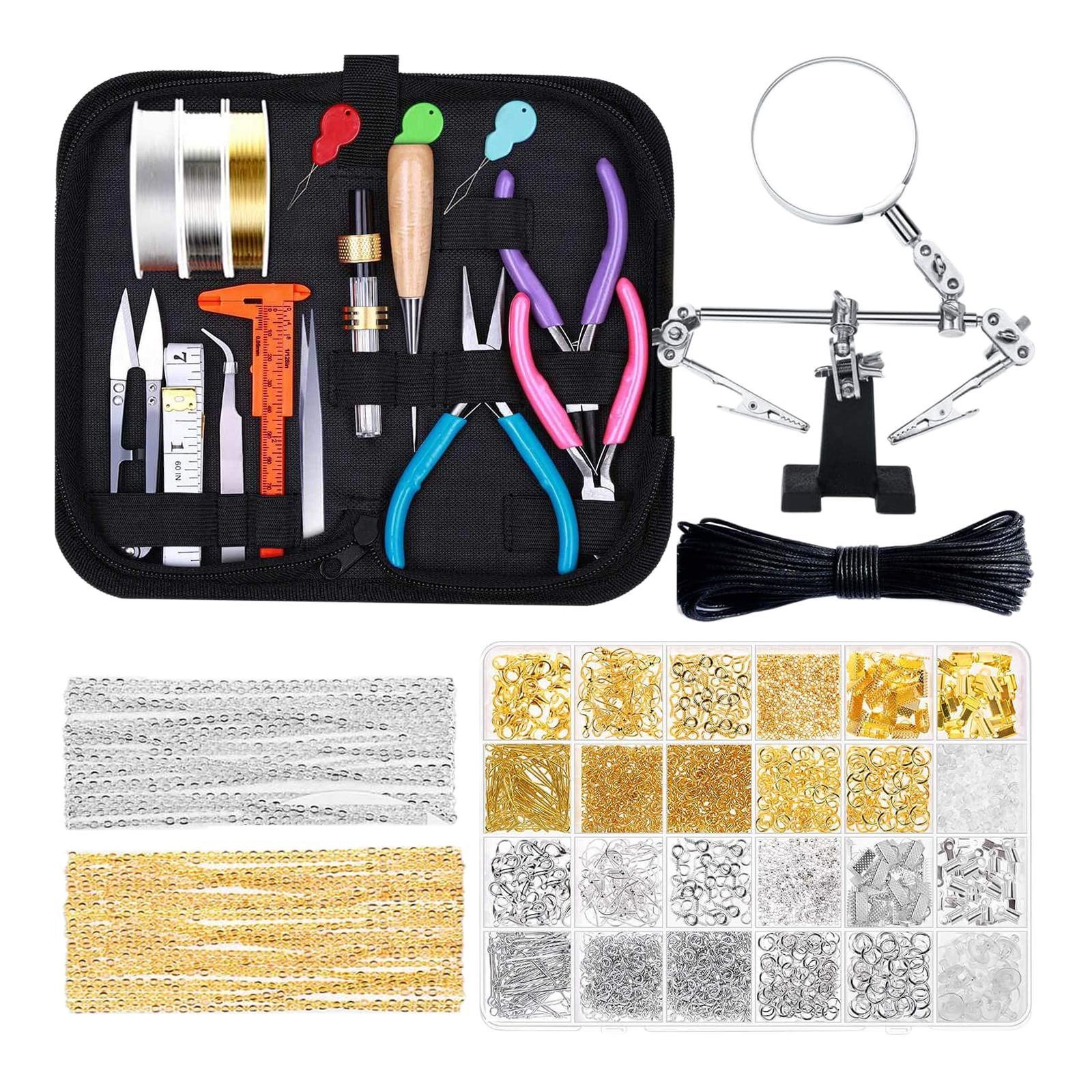 Jewelry Making Pilers Tweezers Tools Kit with Zipper Storage Case for Jewelry Crafting and Necklaces Bracelets Accessories Repair