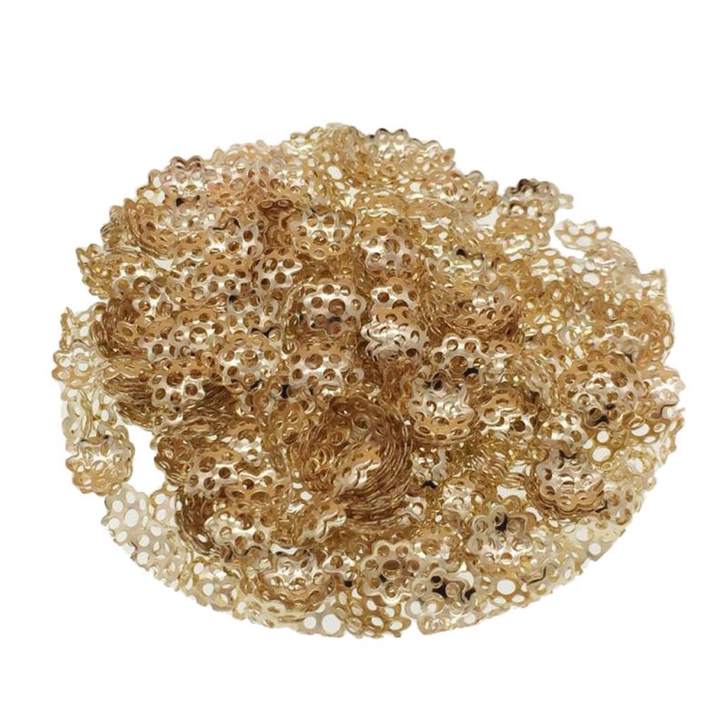 600Pieces Iron Flower Beads Hat Beads Spacer for Jewelry Making 6mm 8mm