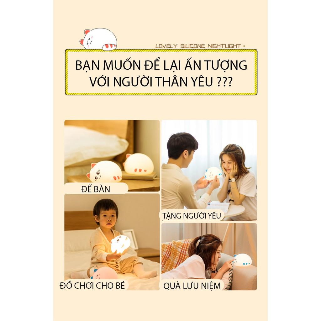 Đèn ngủ cảm ứng đổi màu silicone hình mèo ngủ cực đáng yêu Venado