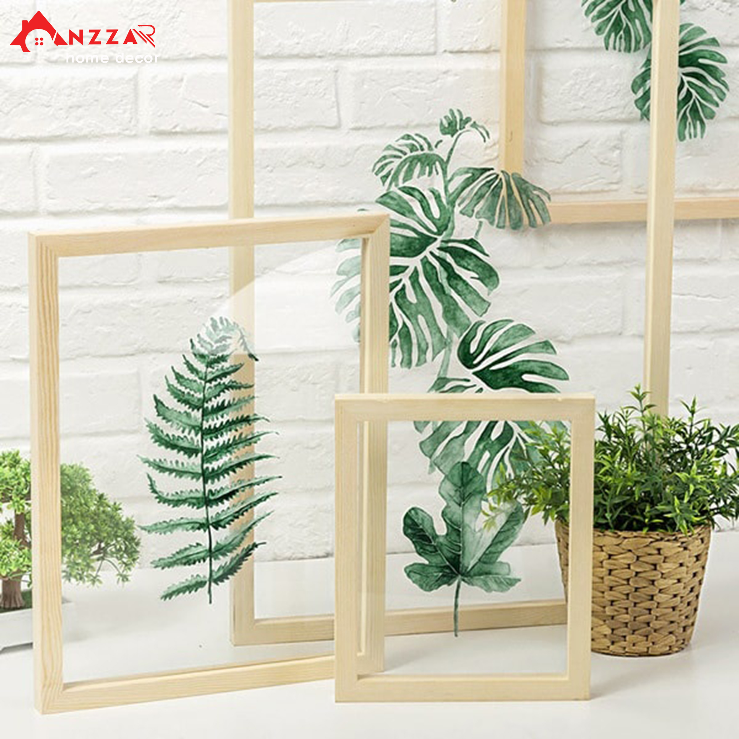 Khung tranh Anzzar ép hoa cỏ khô sz 10x15cm gỗ thông tự nhiên trang trí nội thất phong cách Hàn Quốc AZ-1015