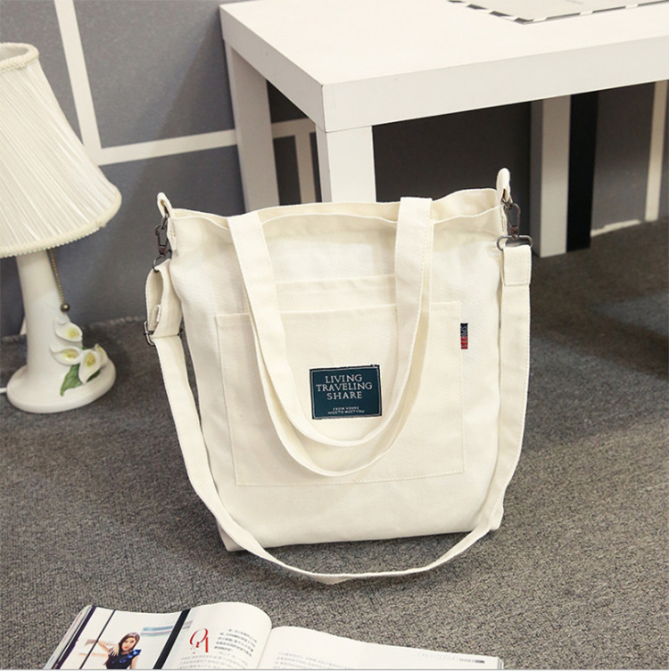 Túi Tote Đeo Chéo Vải Canvas Living Traveling Share Phong Cách Ulzzang Hàn Quốc BT17