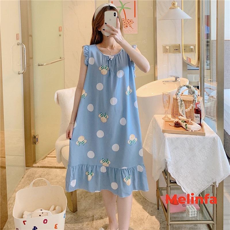 Váy ngủ nữ vải Cotton lanh lụa tự nhiên mềm mịn mát lạnh, đầm mặc nhà nữ tính mã VAV0279