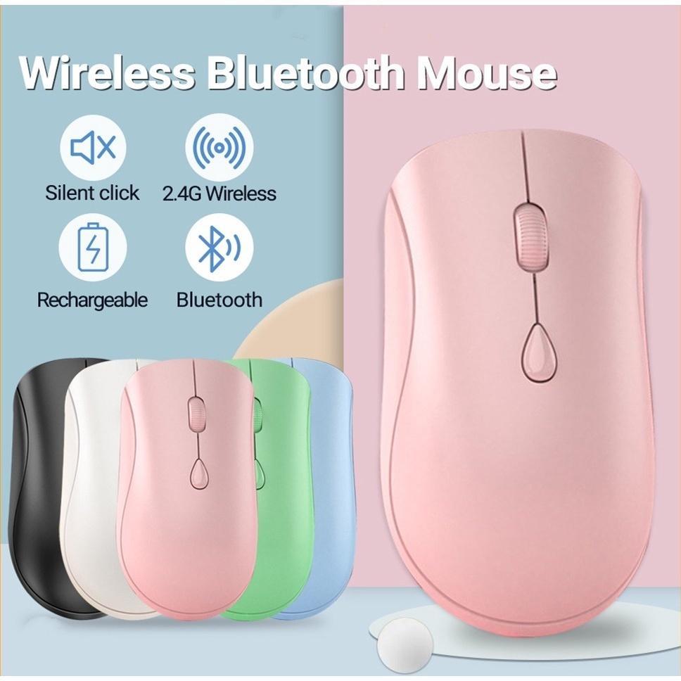 Chuột Không Dây 2.4G Bluetooth 5.2 1600DPI Sạc USB Cho Máy Tính