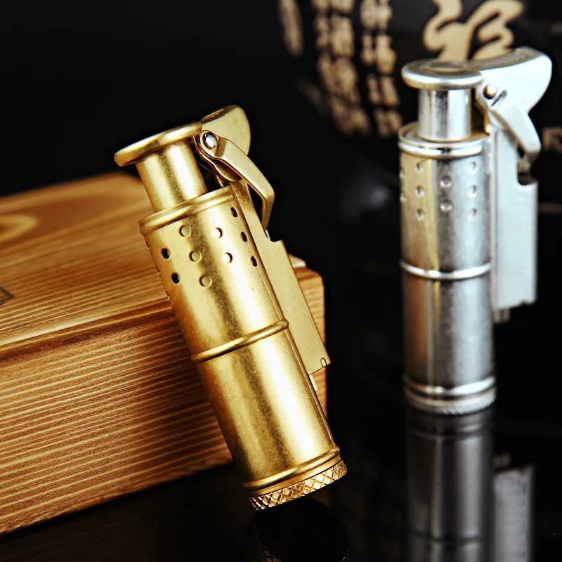 Hộp Quẹt Bật Lửa Xăng Đá Kiểu Cối BN 005 Bằng Đồng, Kiểm Dáng Cổ Điển Sang Trọng