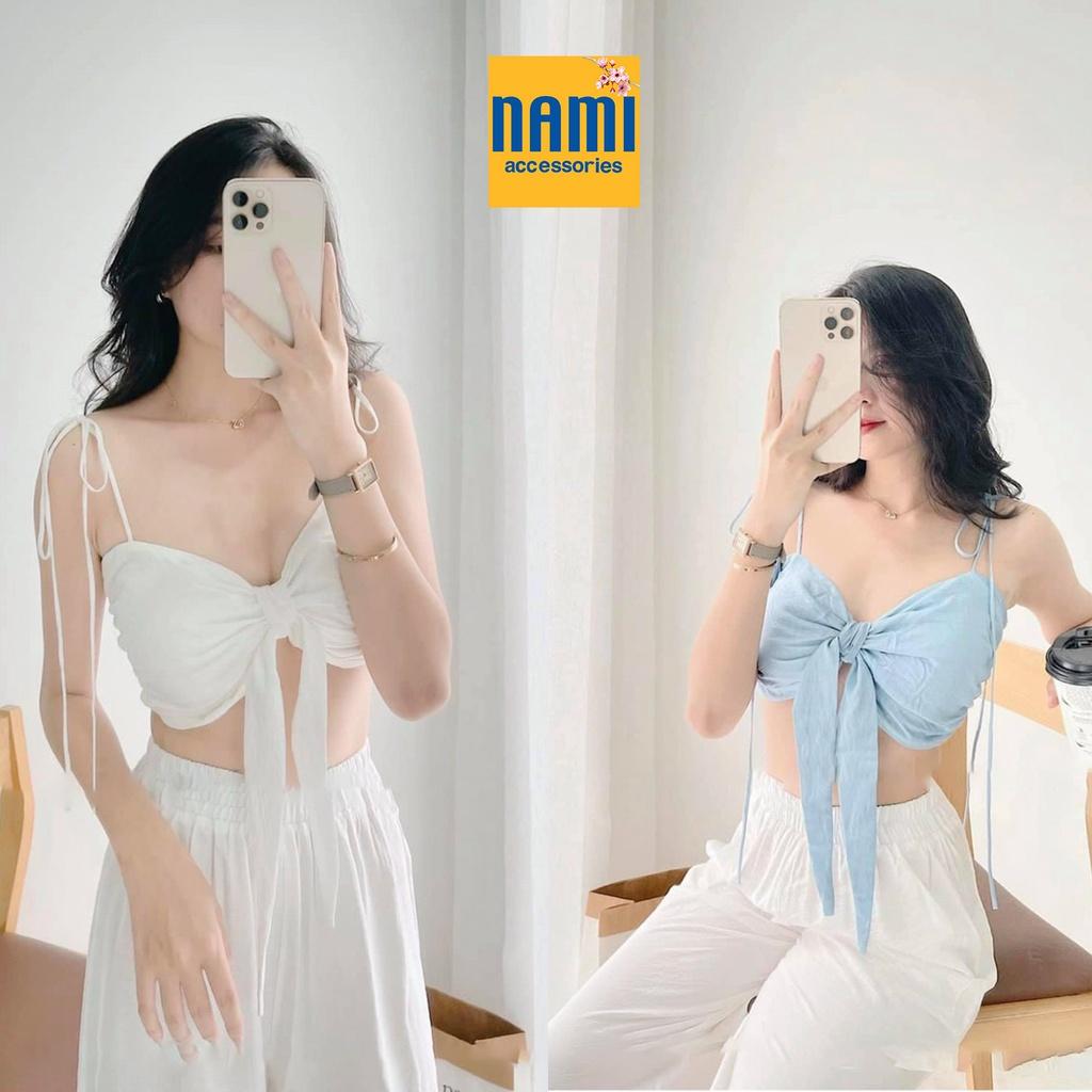SET ÁO CÚP NGỰC CỘT NƠ KÈM QUẦN SUÔNG CHUN ĐI BIỂN CỰC XINH BAO LUNG LINH XINH XẮN - QANU413