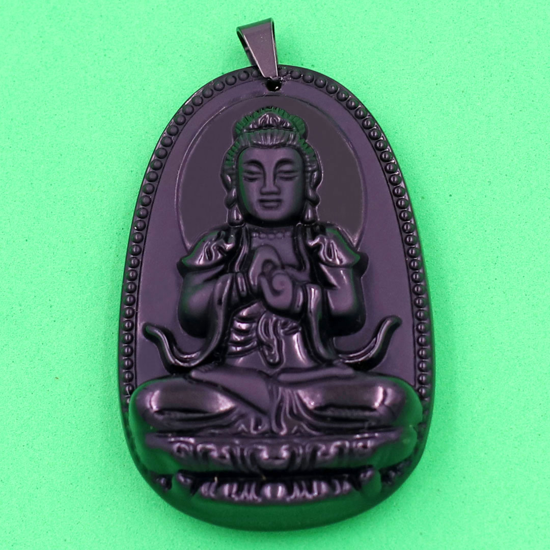 Mặt dây chuyền Như lai Đại nhật đen 3.6 cm