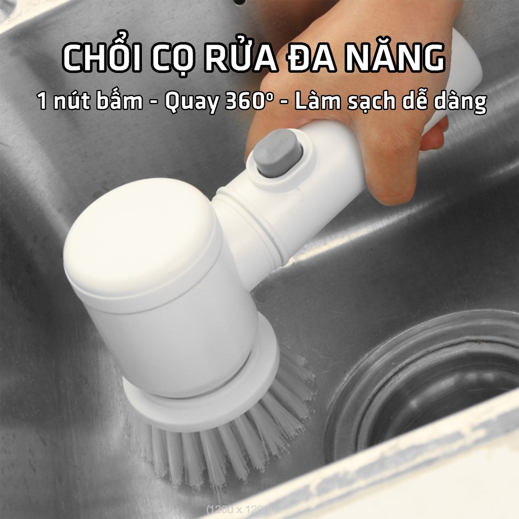 Máy Cọ Rửa Điện Đa Năng Pin Sạc USB, Chống Nước, Bàn Chải Vệ Sinh Bếp, Bồn Rửa, Nhỏ Gọn Tiện Lợi