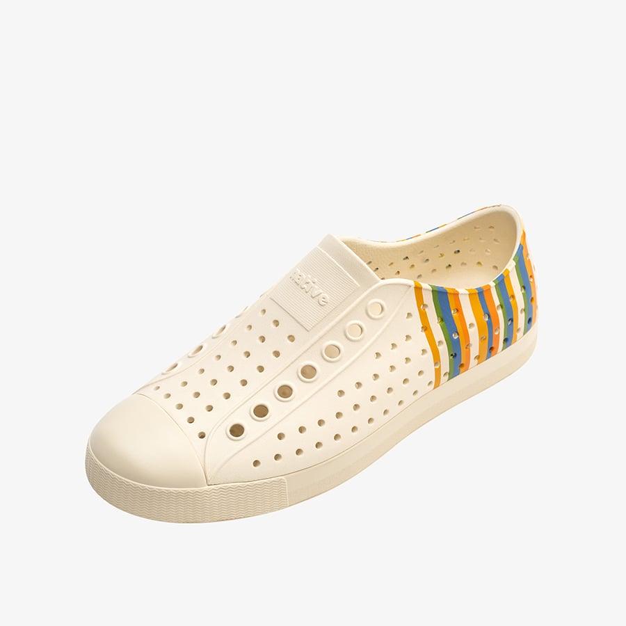 Giày Lười Unisex Native Jefferson Block - Bone White/ Bone White / Desert Beach Stripe Block - 44
